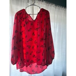 Lane‎ Bryant Floral Print Blouse Top Womens Plus Size 26/28 Pink Black
